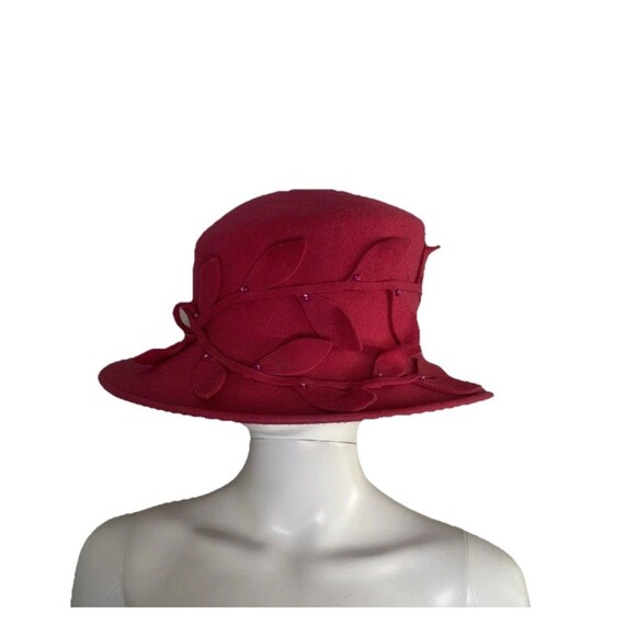 Vintage Betmar Demure Wool Beaded Pink Brim Hat - Picture 6 of 9